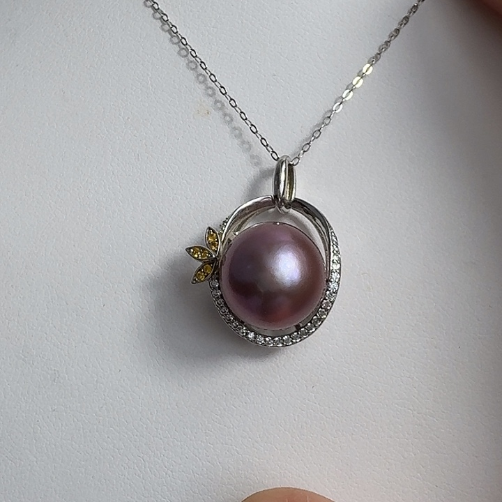 银S925镶嵌淡水珍珠颈饰