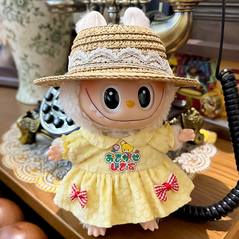 拉布布17cm公仔娃衣labubu衣服搪胶可爱换装休闲套装毛绒玩具衣服