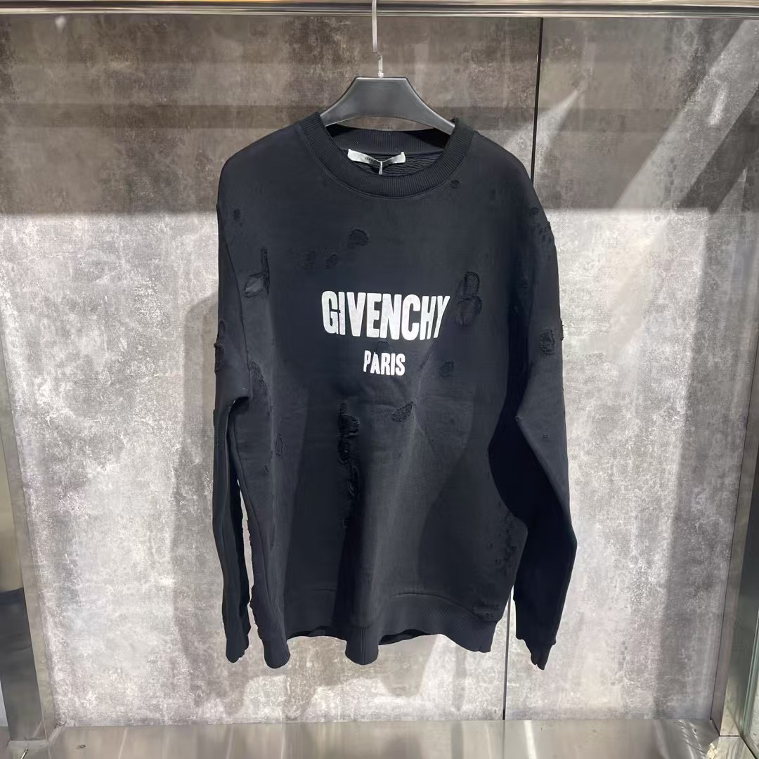99新 Givenchy/纪梵希 纪梵希虫洞破坏网纱内衬卫衣/xl码/99新