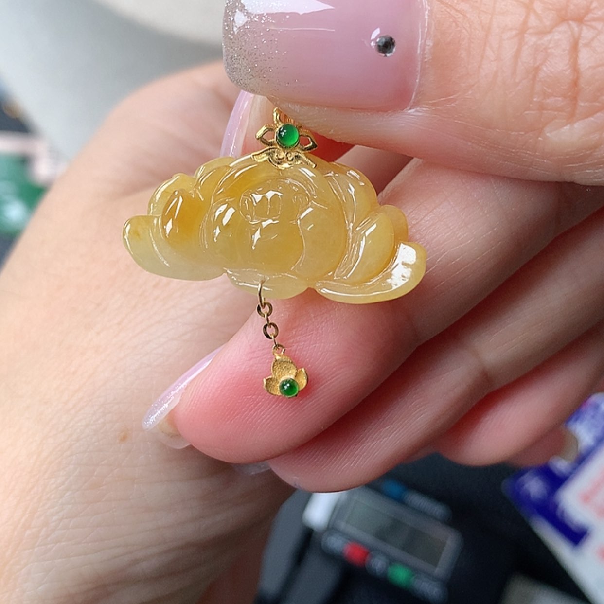 【闪购商品】翡翠18K金镶嵌吊坠(赠链)