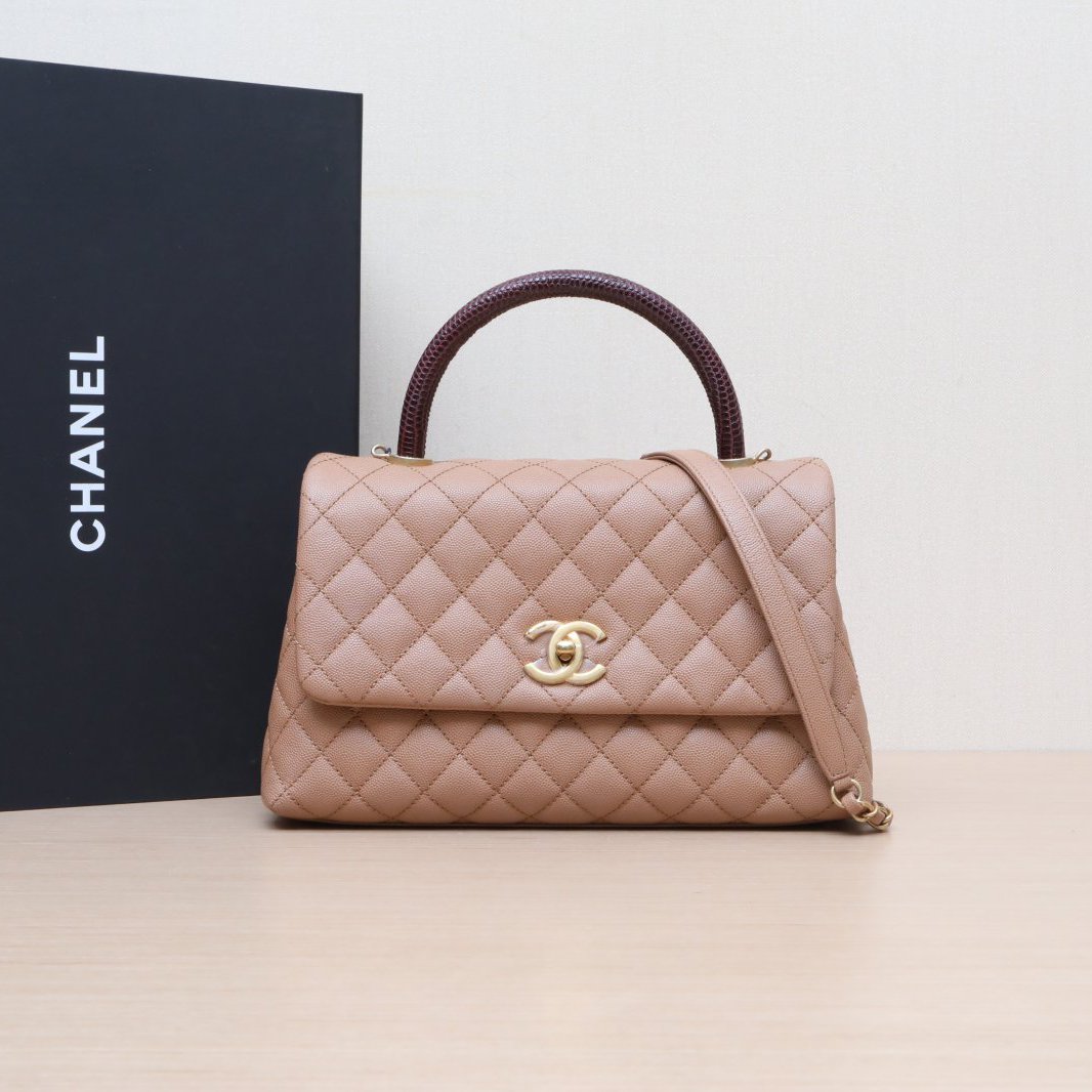 95新 Chanel/香奈儿 黑黑精选Coco Handle 中号 24开 单肩包