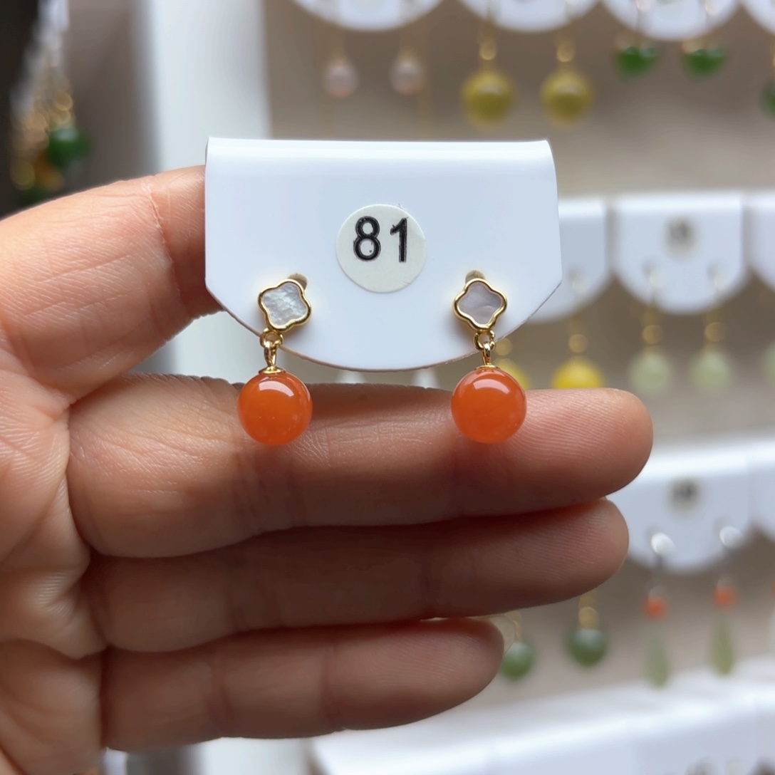 南红玛瑙耳饰银S925镶嵌