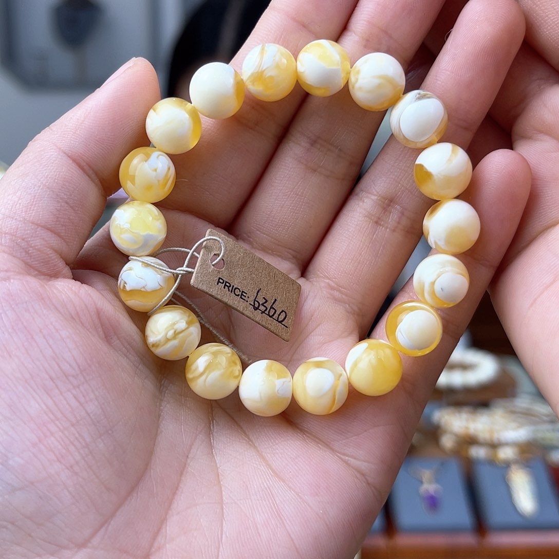 琥珀裸石未镶嵌蜜蜡圆珠手串