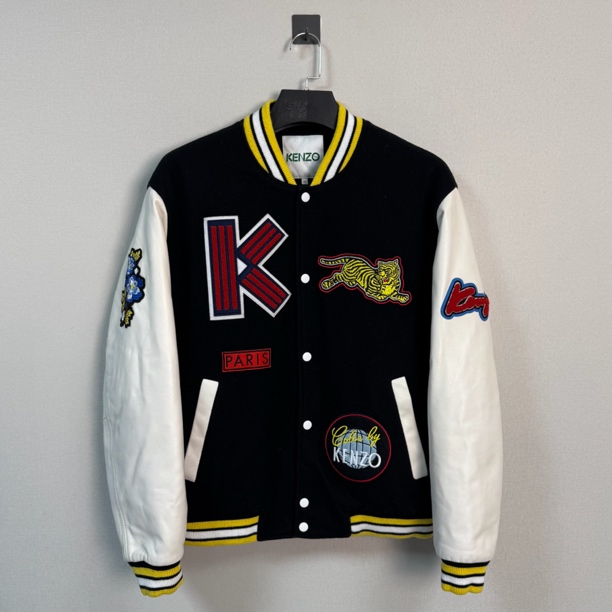 99新 KENZO/肯佐 龙虎刺绣字母拼皮棒球服/M码/价6190