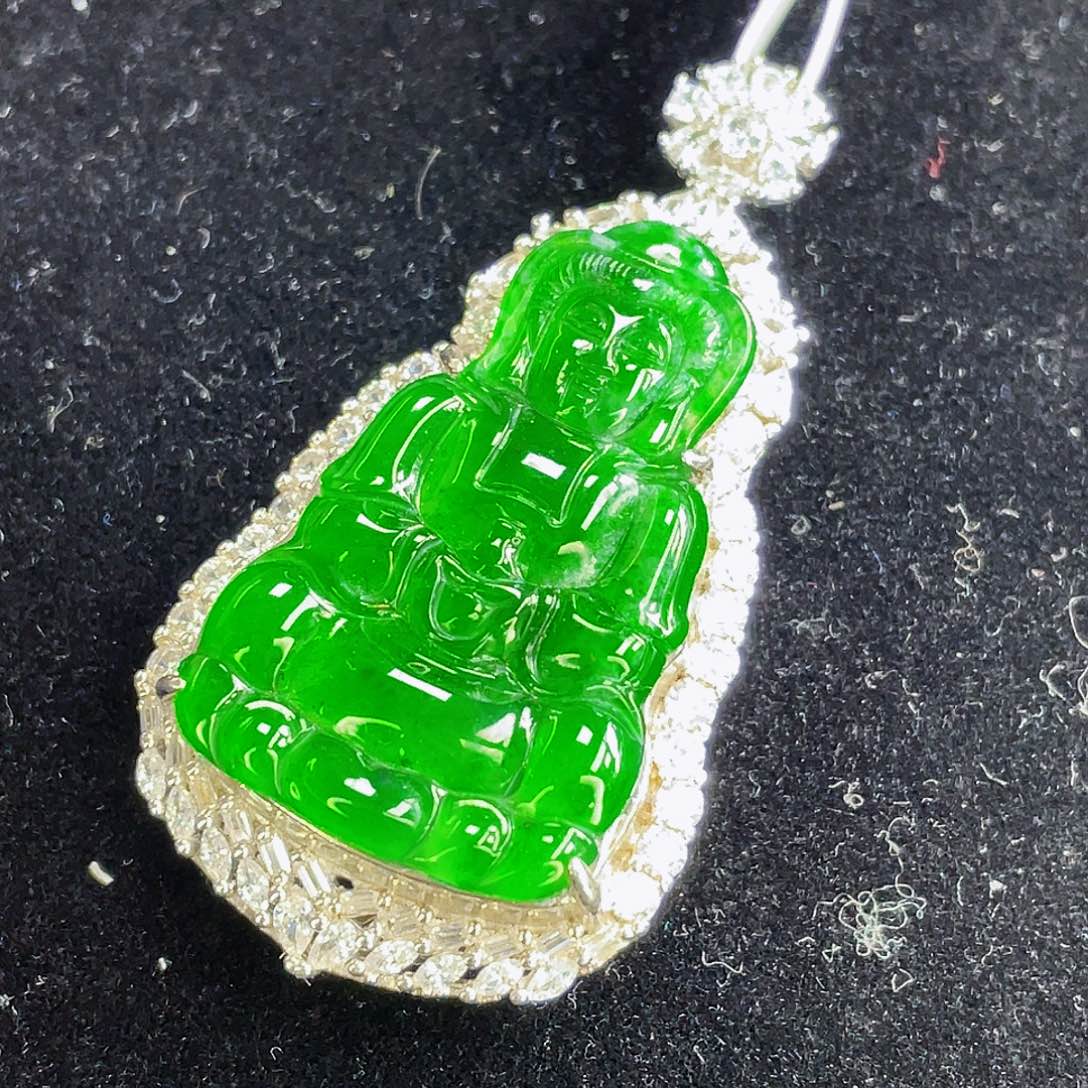 翡翠吊坠(不含链)银S925镶嵌