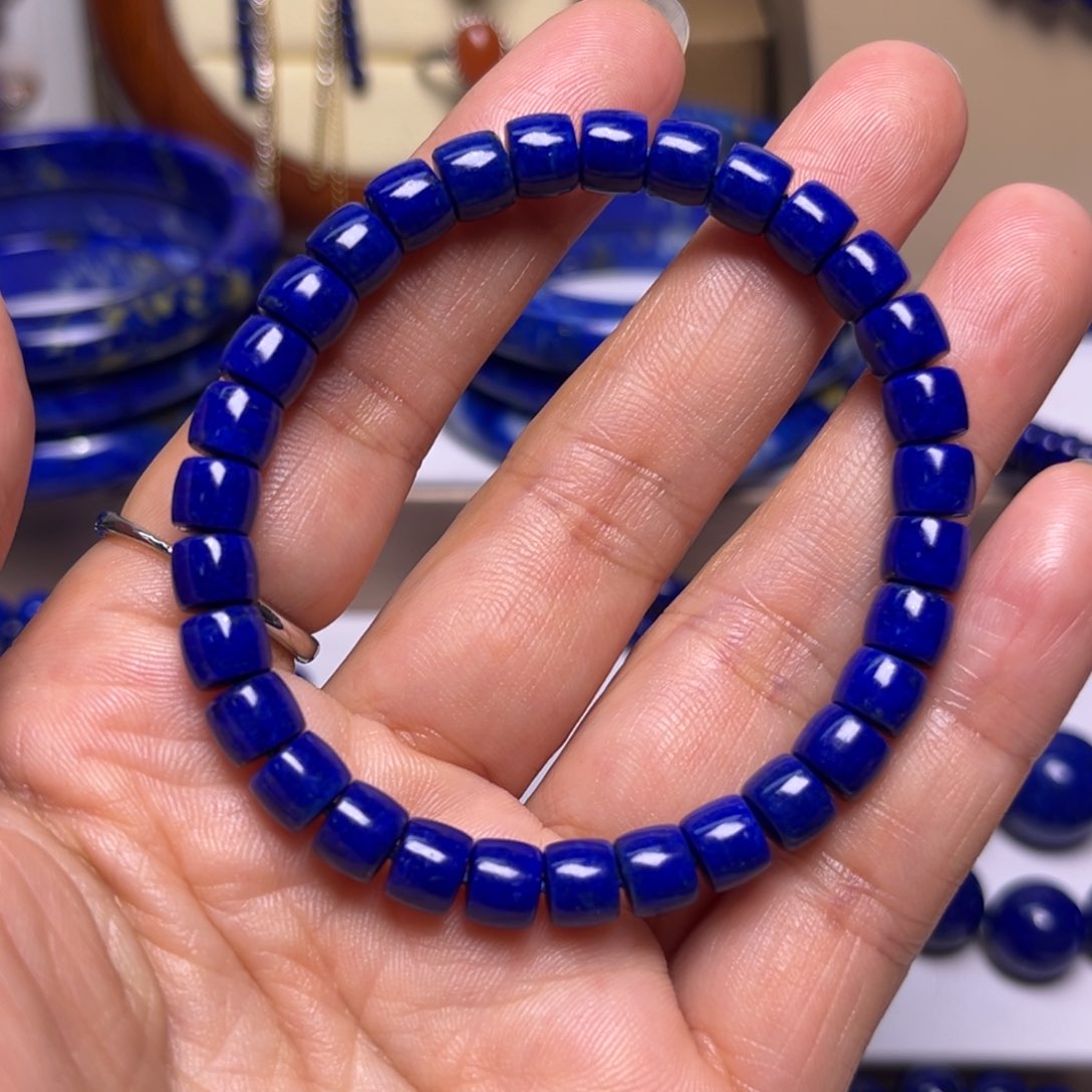 青金石手串未镶嵌直切6.7m m