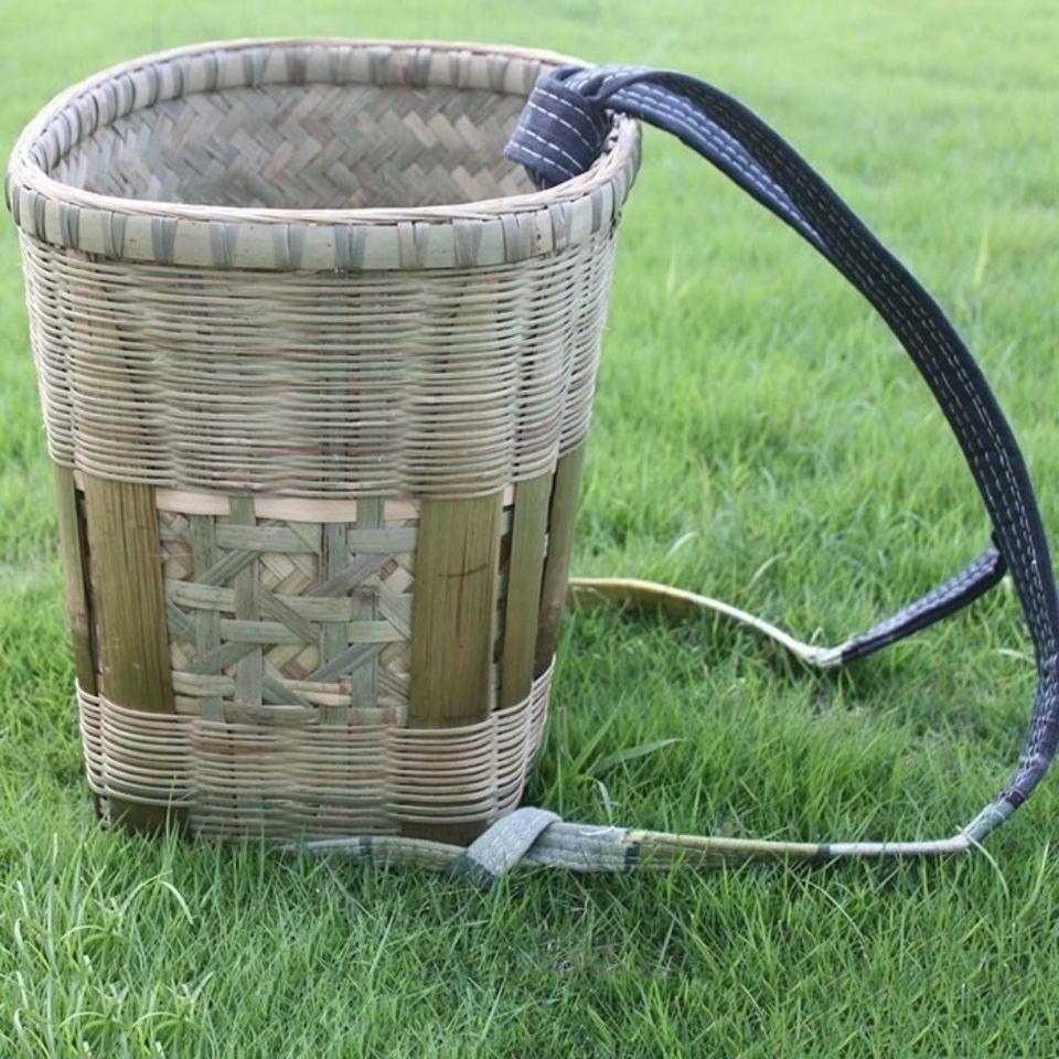 采购产品竹篮，竹篮，竹篮，手工竹制品，杂货店购物，背包，家庭