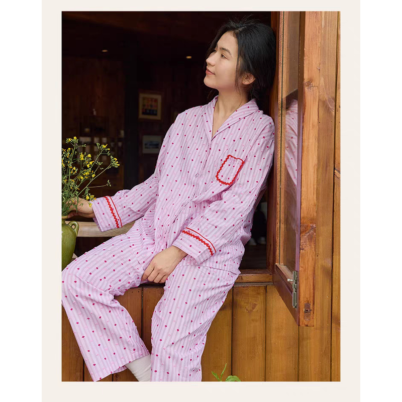 【海城朵朵】朵朵可可 252-003 秋冬新款对开翻领睡衣套装