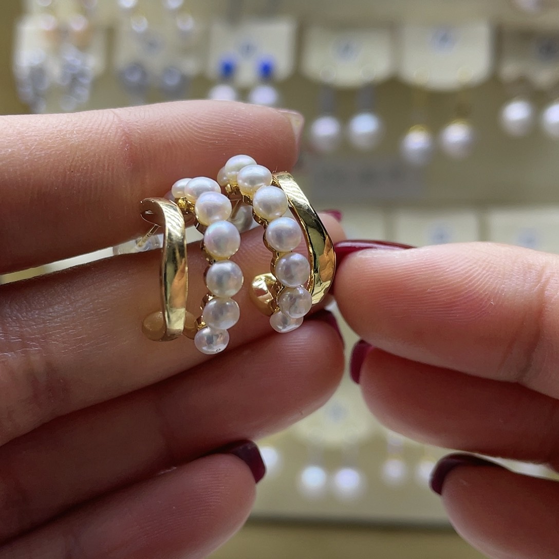 淡水珍珠耳饰银S925镶嵌