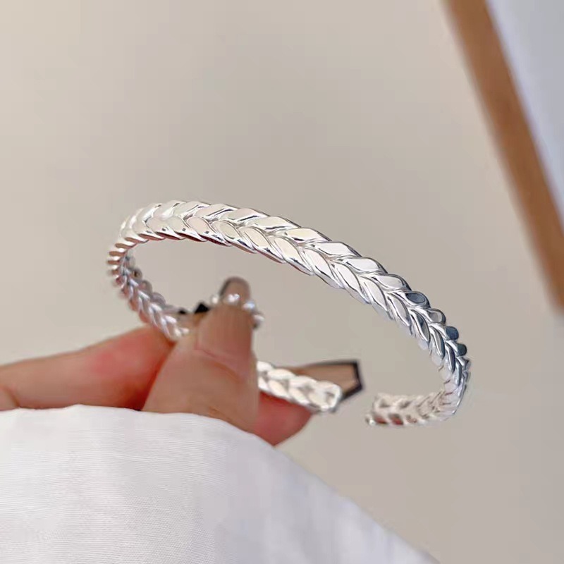 足银手镯 开口麦穗手镯【S-1029】