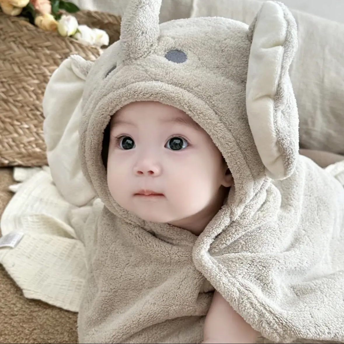 Joeykids 浴巾大象小兔浴巾舒适柔软吸水
