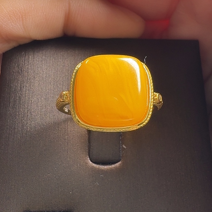 蜜蜡银S925镶嵌戒指戒指