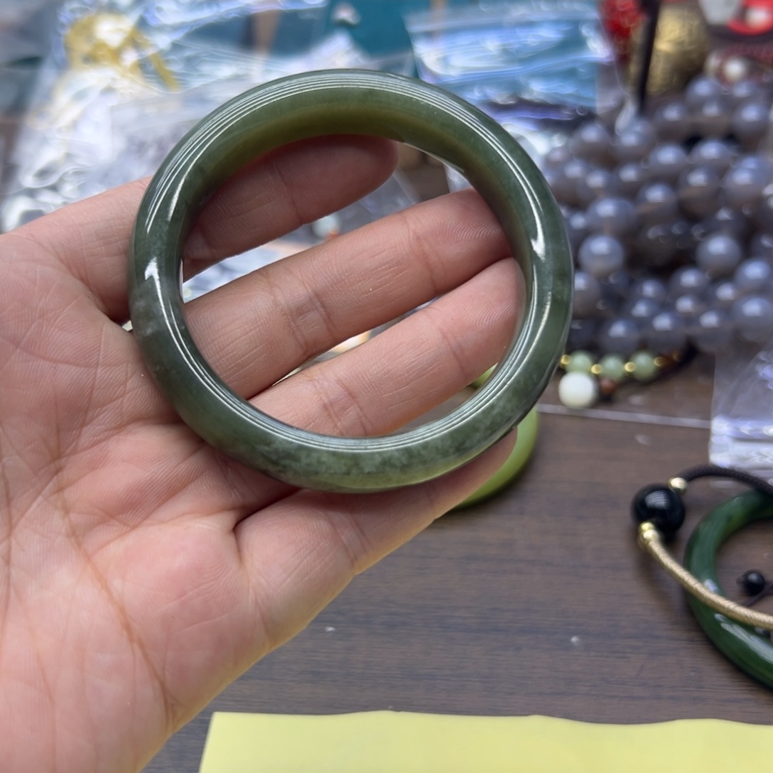 和田玉未镶嵌手镯55圈围729