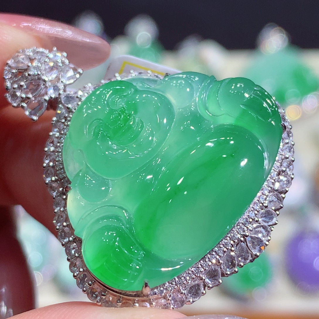 翡翠18K金镶嵌吊坠(不含链)