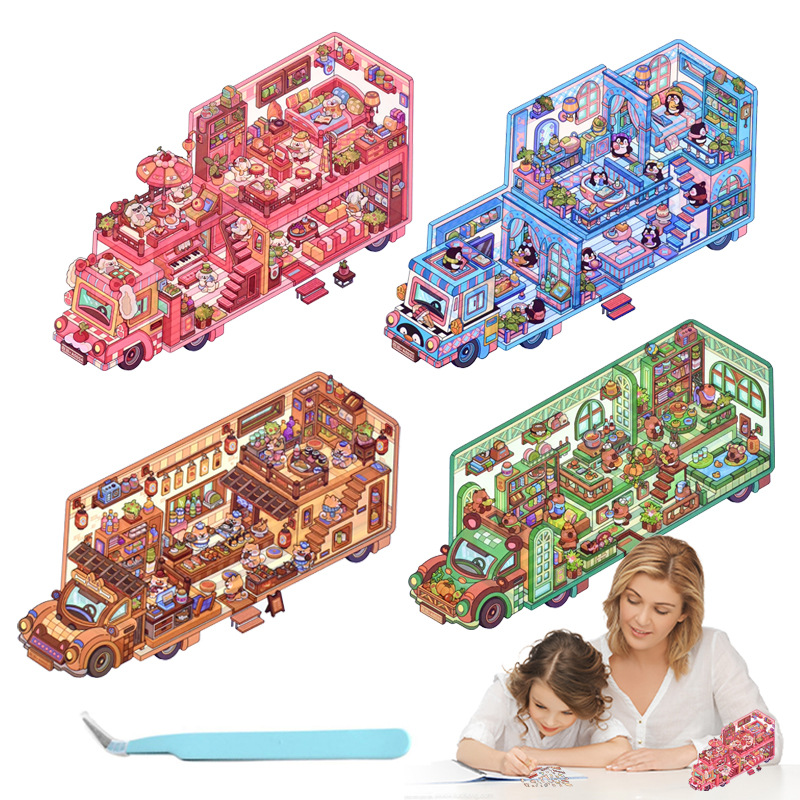 森游6.0房车微缩场景造景贴纸迷你解压手工贴纸2.5D造景diy贴纸