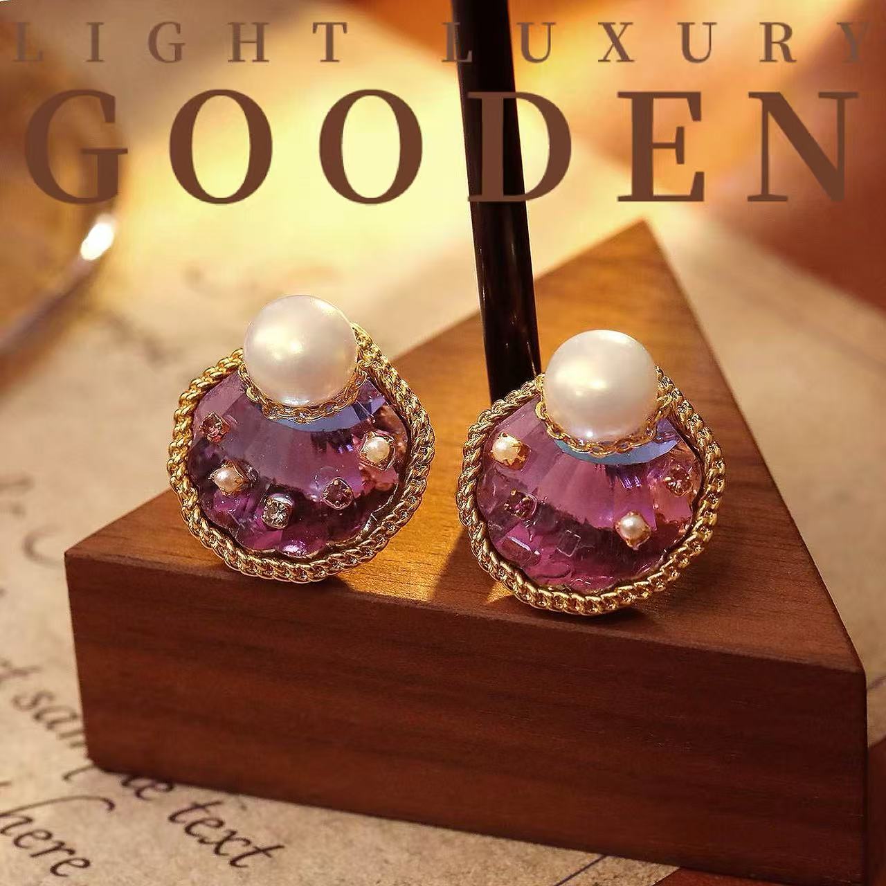 铜合金耳饰 Gooden岛家【贝壳小姐】银针秋冬新款高级感气质耳环