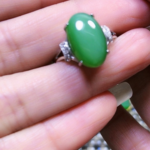 和田玉银S925镶嵌戒指