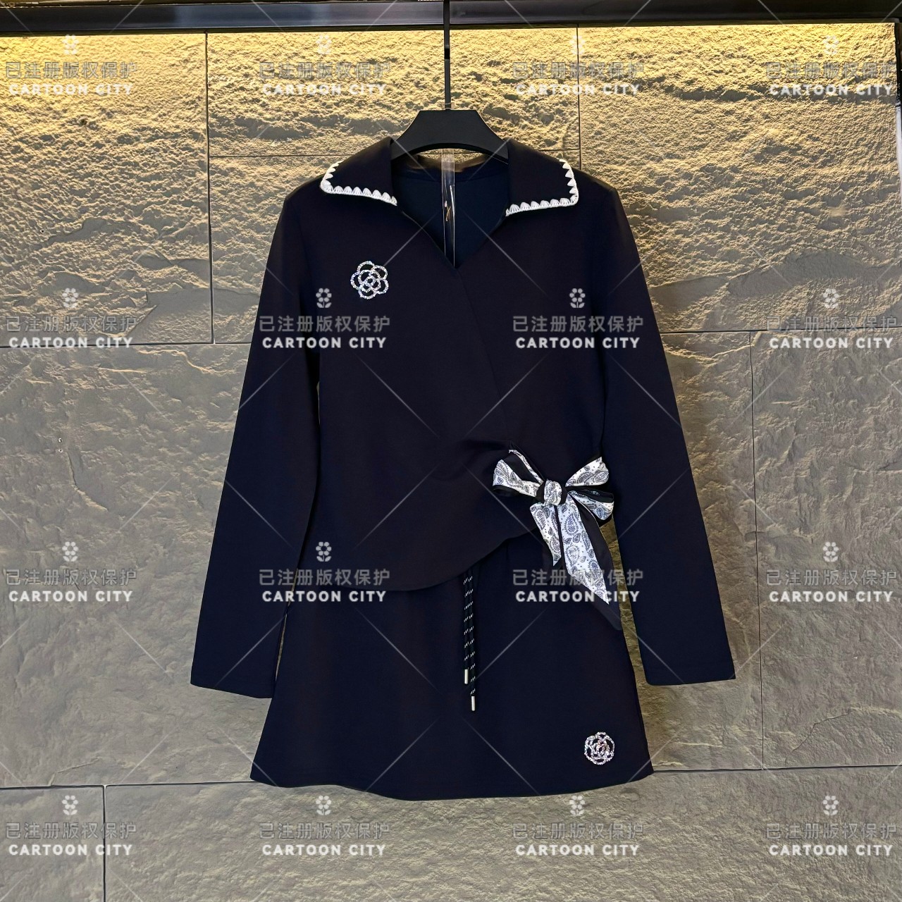 LLVD-B73秋季新品丨<减龄系列>长袖卫衣翻领重工套装两件套