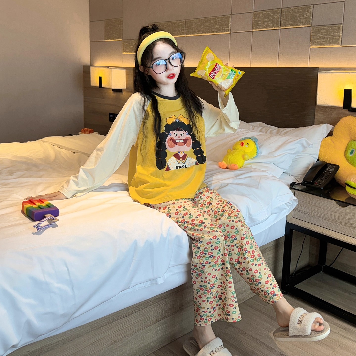 女大童睡衣秋季2025新款6-12岁女孩纯棉长袖套装网红爆款家居服秋