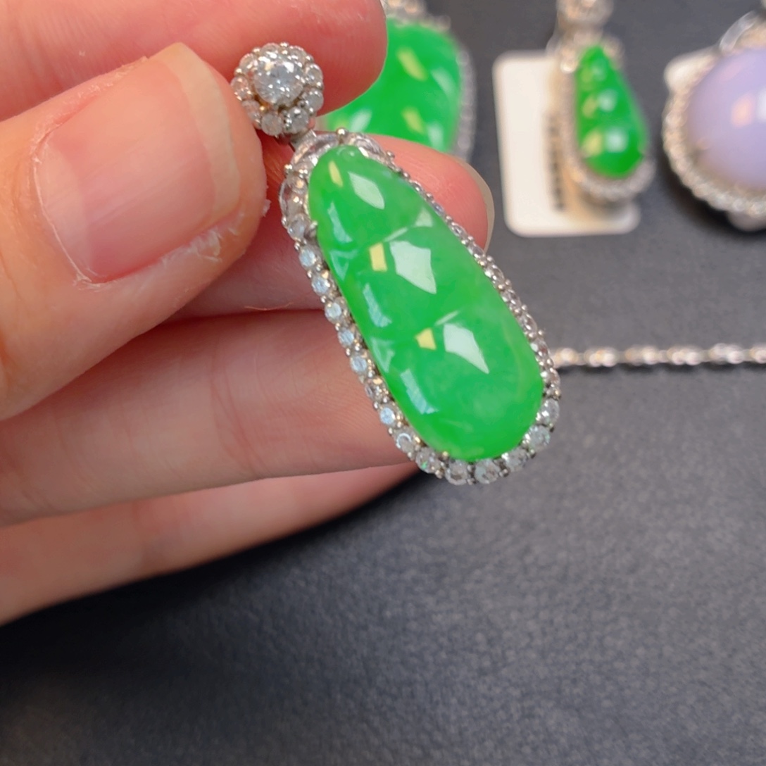 翡翠银S925镶嵌吊坠(不含链)