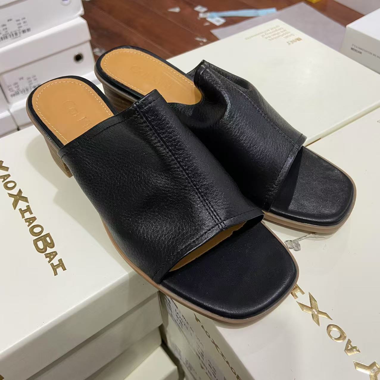 【888】611/2023-3/115 中跟一字拖简约凉拖方根外穿拖鞋女