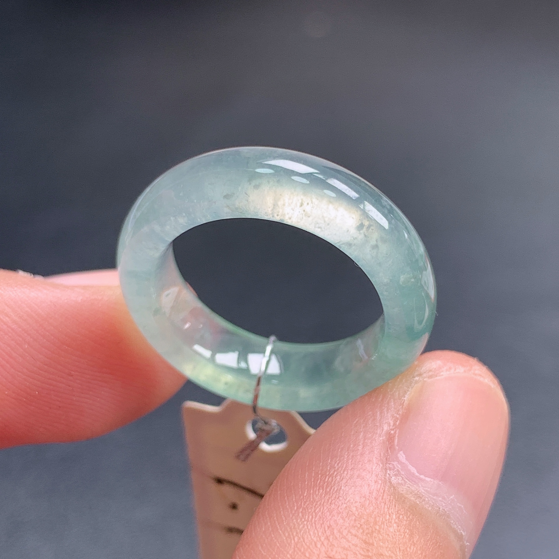 9-10号圈天然缅甸翡翠A货冰晴起光翡翠戒指15.3*5.4*3.6mm