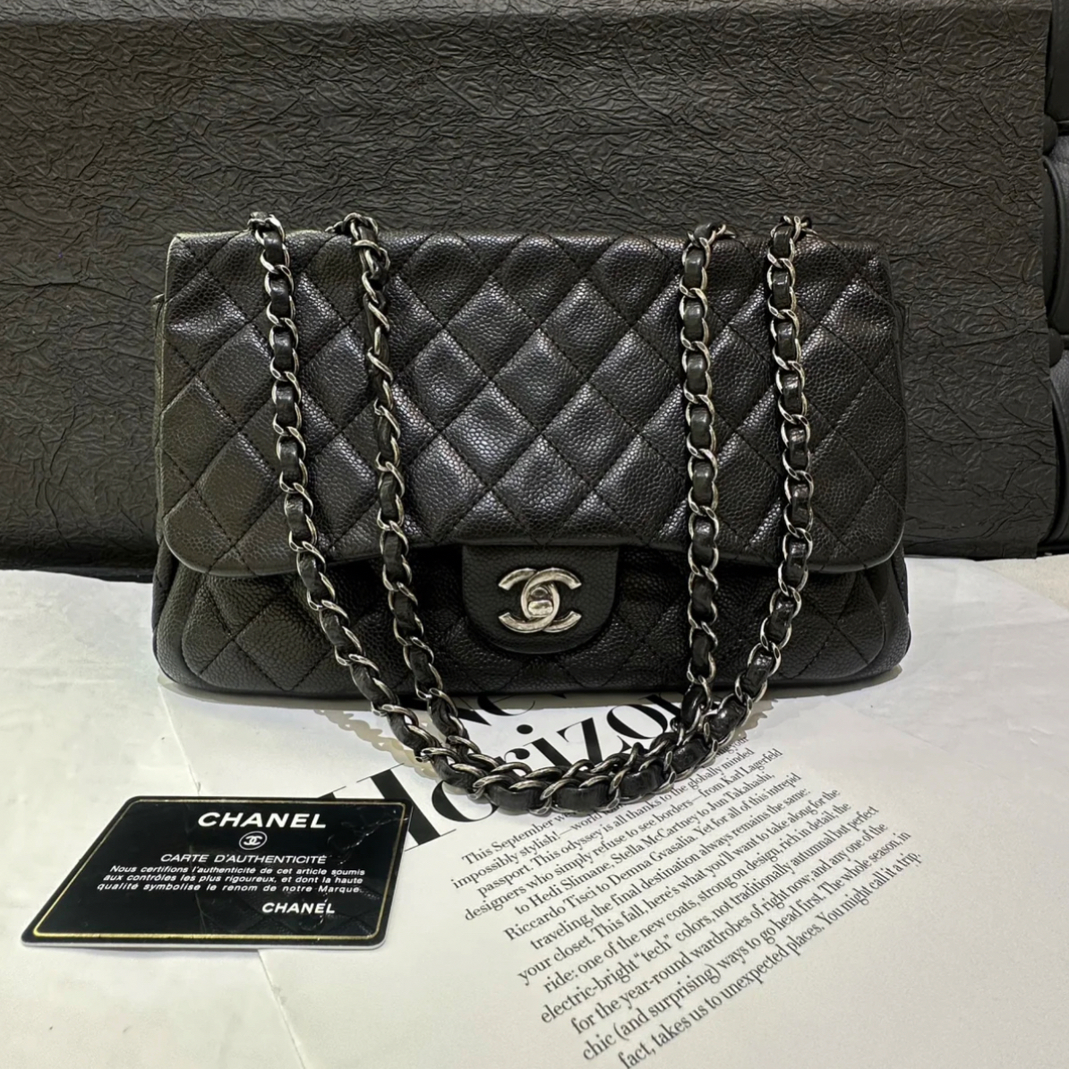 95新 Chanel/香奈儿  8289 Chanel Jumbo平替荔枝牛 带保卡
