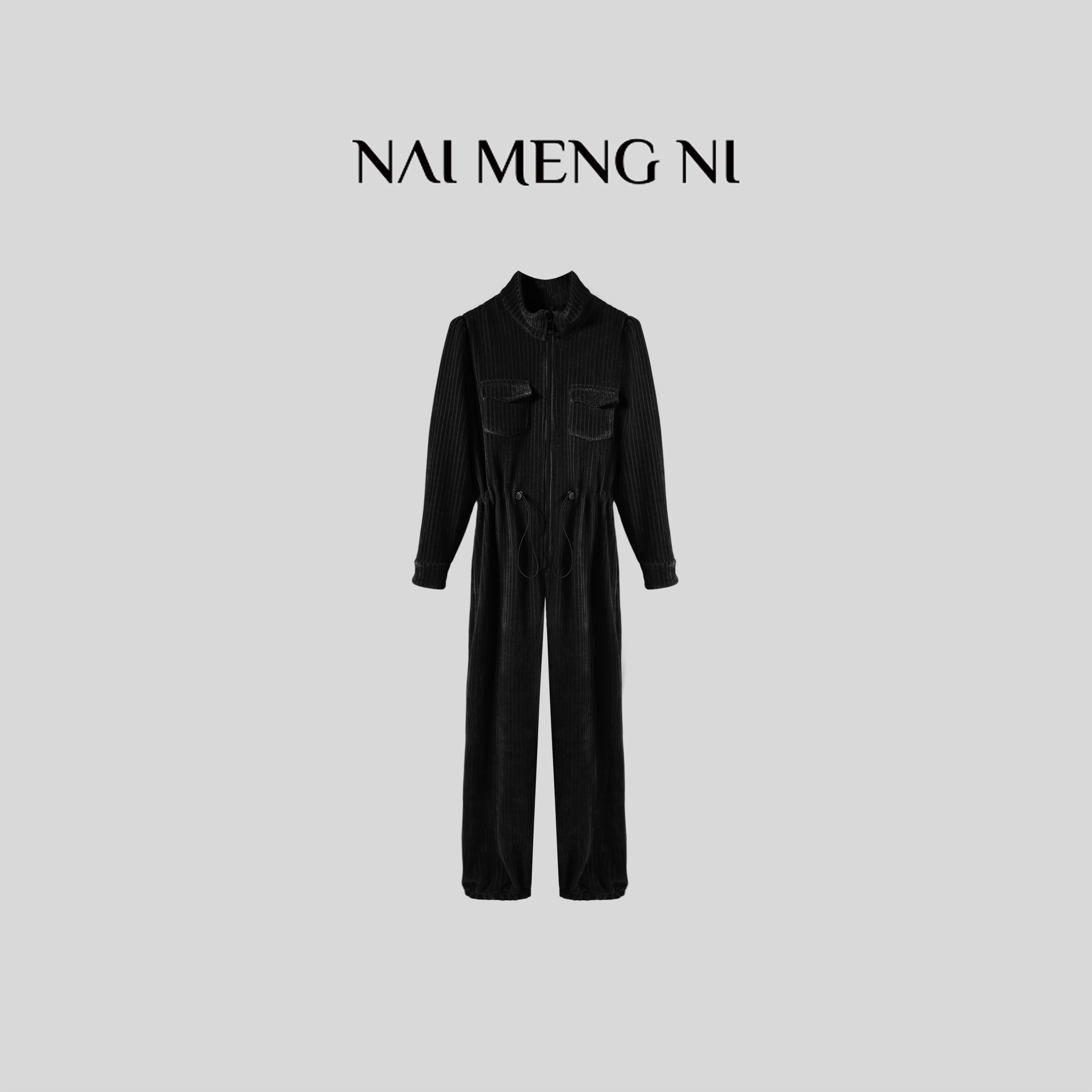 【毛毛】NMN王火火&小众设计高级感气质工装高腰连体裤 28HH0093