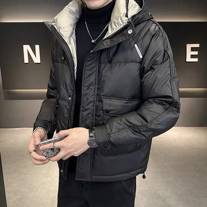 9307 男士黑色连帽棉衣 冬季2025新款加厚保暖休闲男士连帽外套 