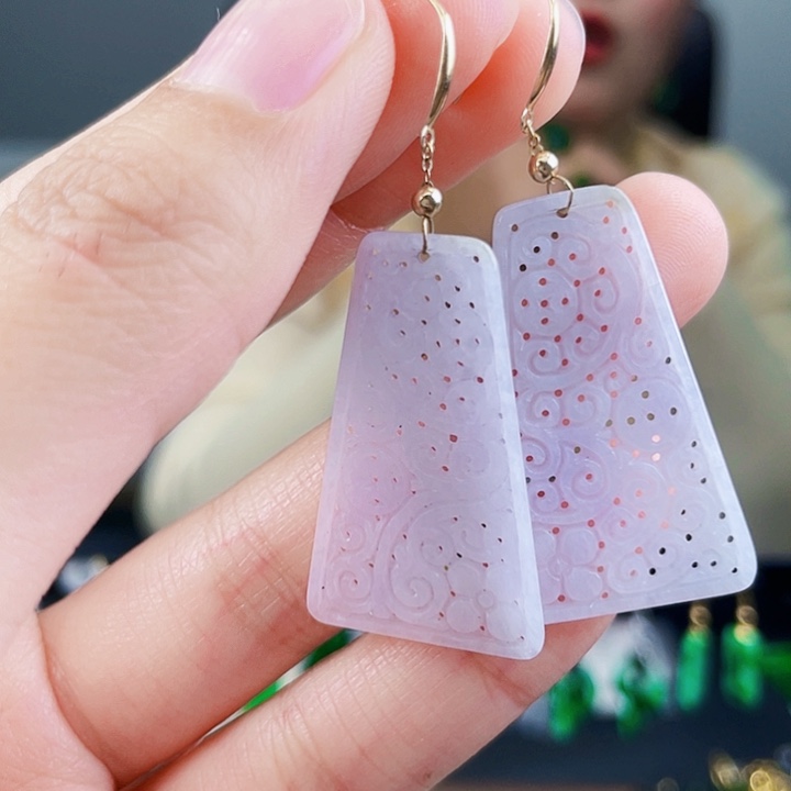 翡翠耳饰18K金镶嵌饰品