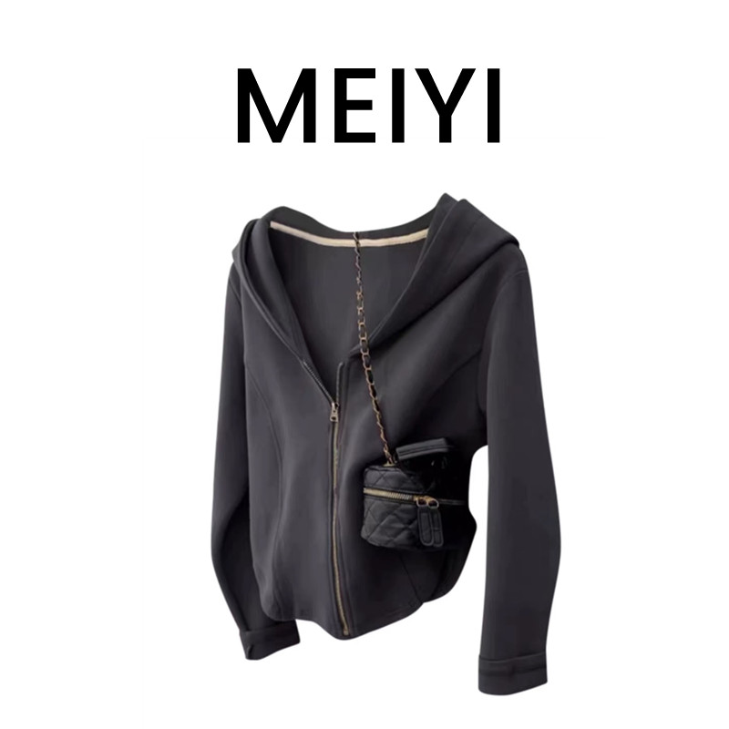 2025春秋新款小个子休闲显瘦运动拉链连帽开衫上衣外套正肩女卫衣