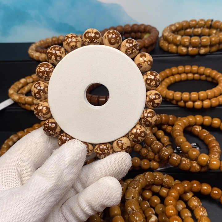 紫金鼠手串半实心熊猫光珠尺寸12+