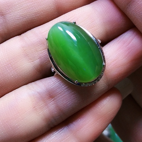 和田玉银S925镶嵌戒指