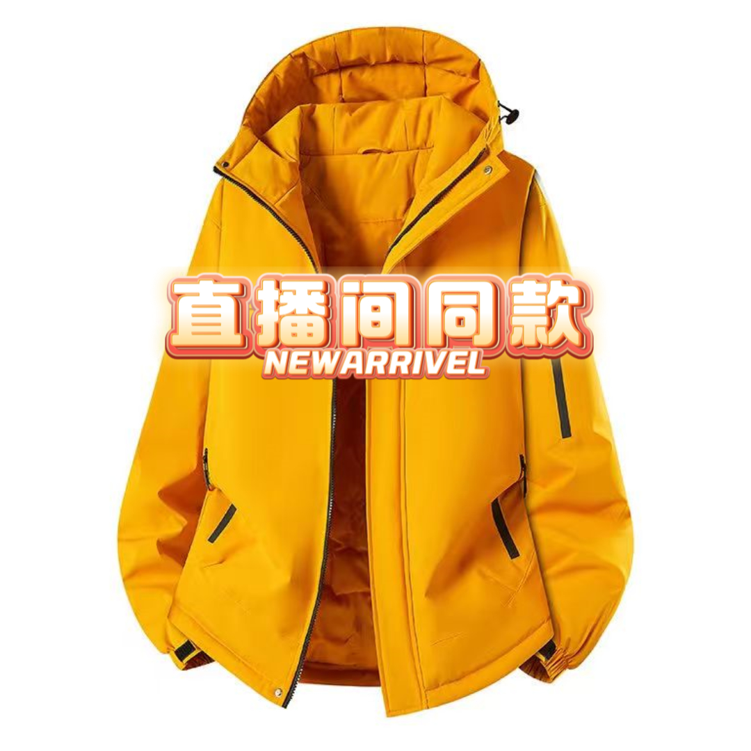 冲锋衣棉衣夹克防水防污小四方标防风服时尚休闲连帽户外冬外套