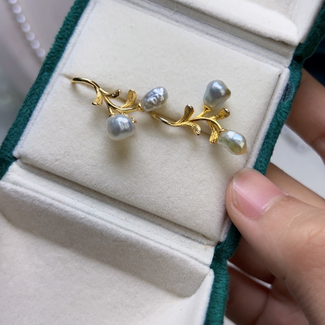 海水珍珠耳饰银S925镶嵌
