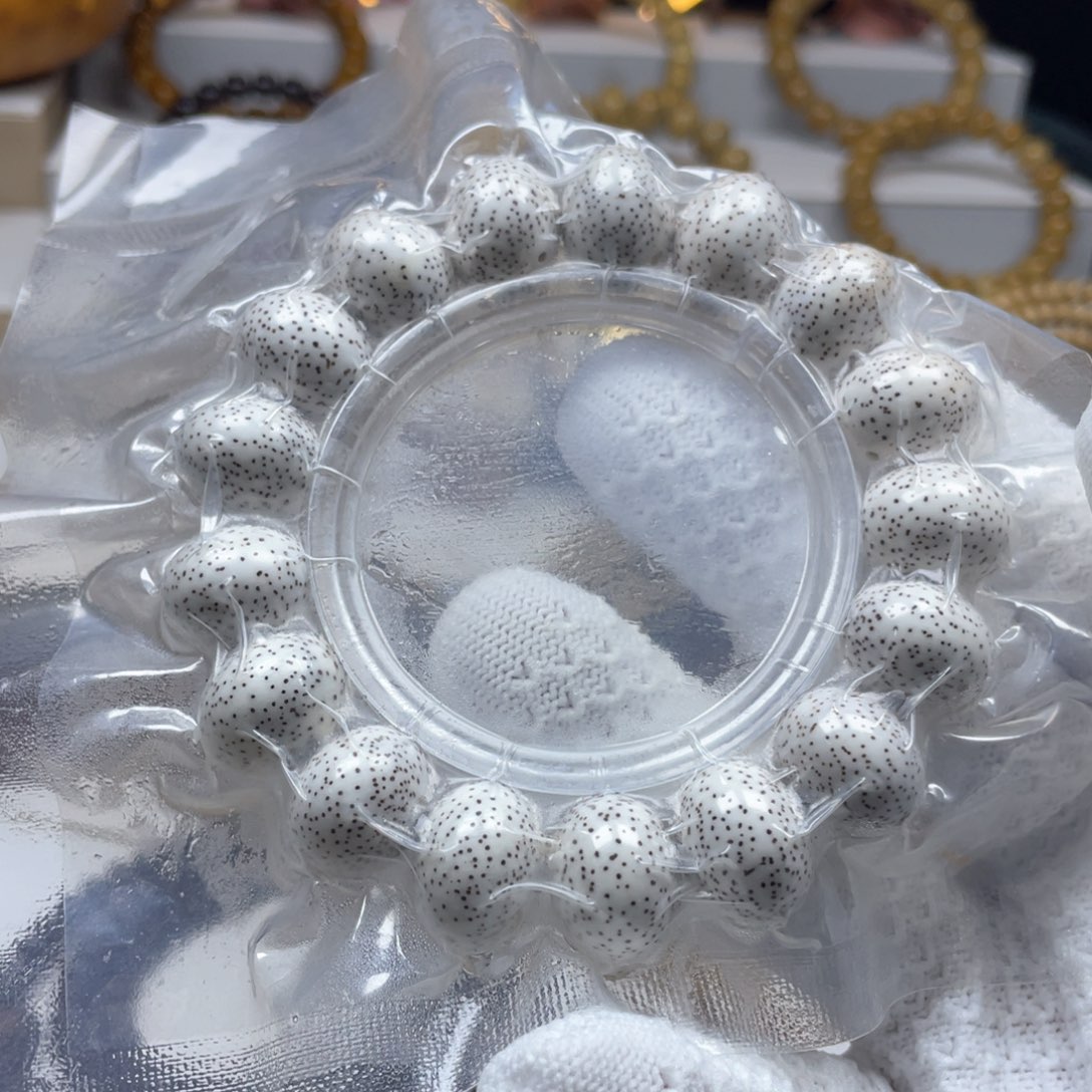 星月菩提手串16.5×13苹果珠脱脂顺白
