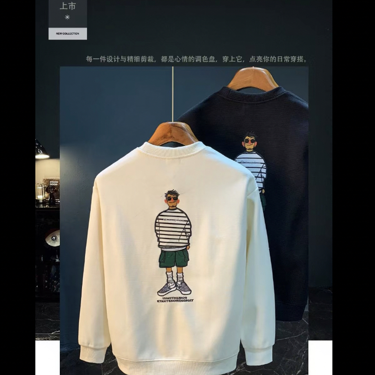 【观潮男装&品质好货】重工刺绣潮男圆领卫衣时尚情侣潮流休闲百搭
