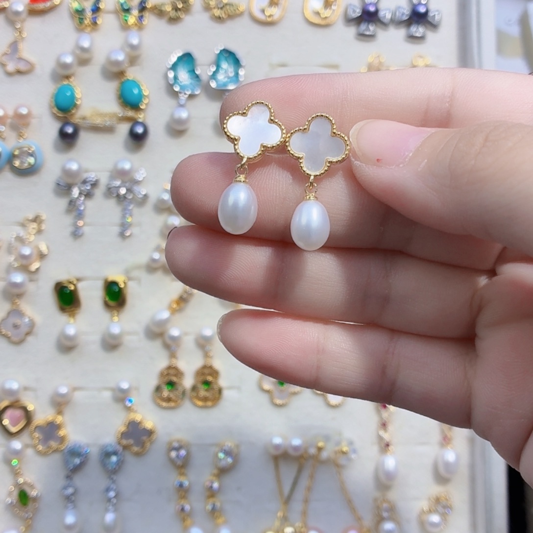 合金淡水珍珠耳饰