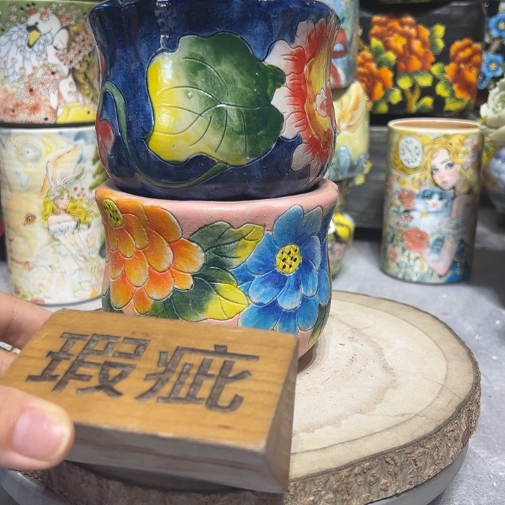 景德镇红陶精品手绘陶瓷