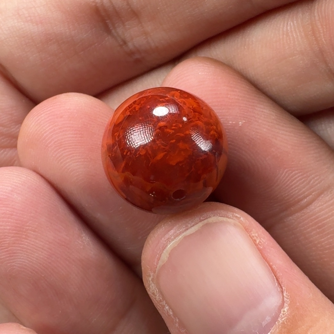 南红玛瑙火焰纹圆珠16.2mm未镶嵌