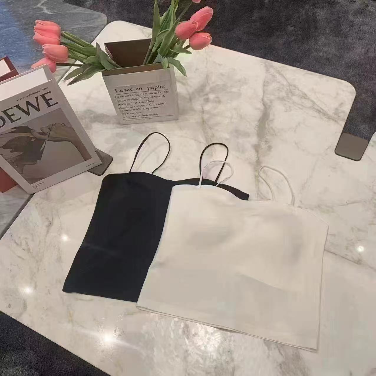 ARMS WELL王囡囡 黑/白中长款吊带美背（有胸垫）S330