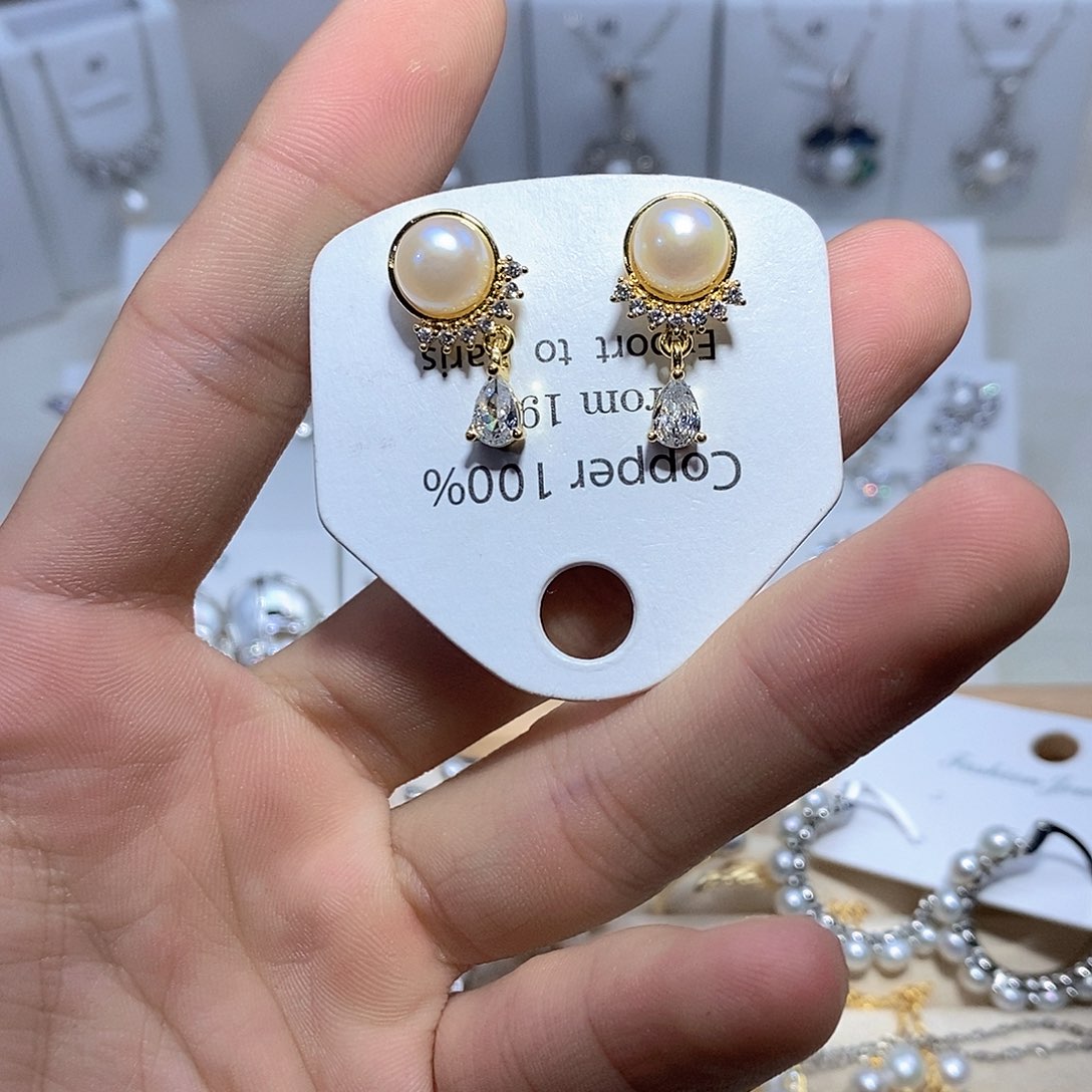 耳坠淡水珍珠银S925镶嵌