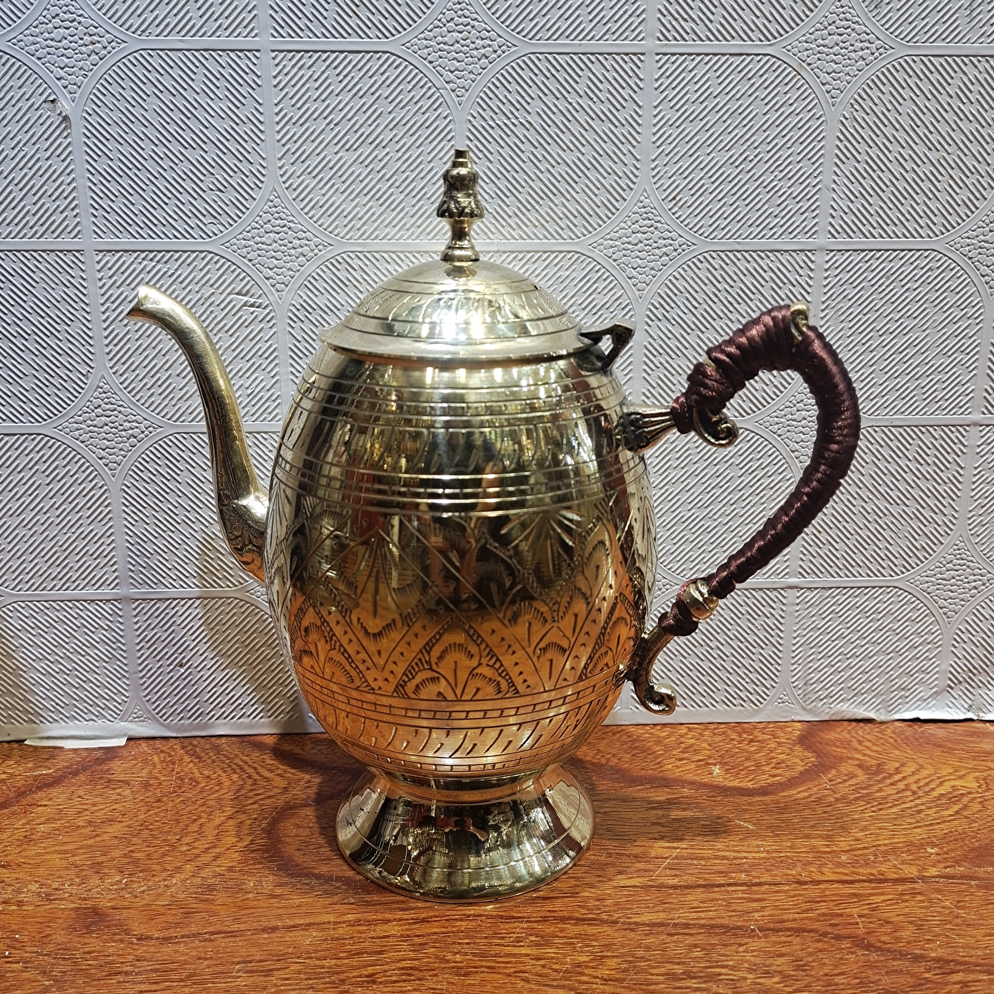 23*24黄铜纯铜茶壶手工泡茶壶奶茶壶进口