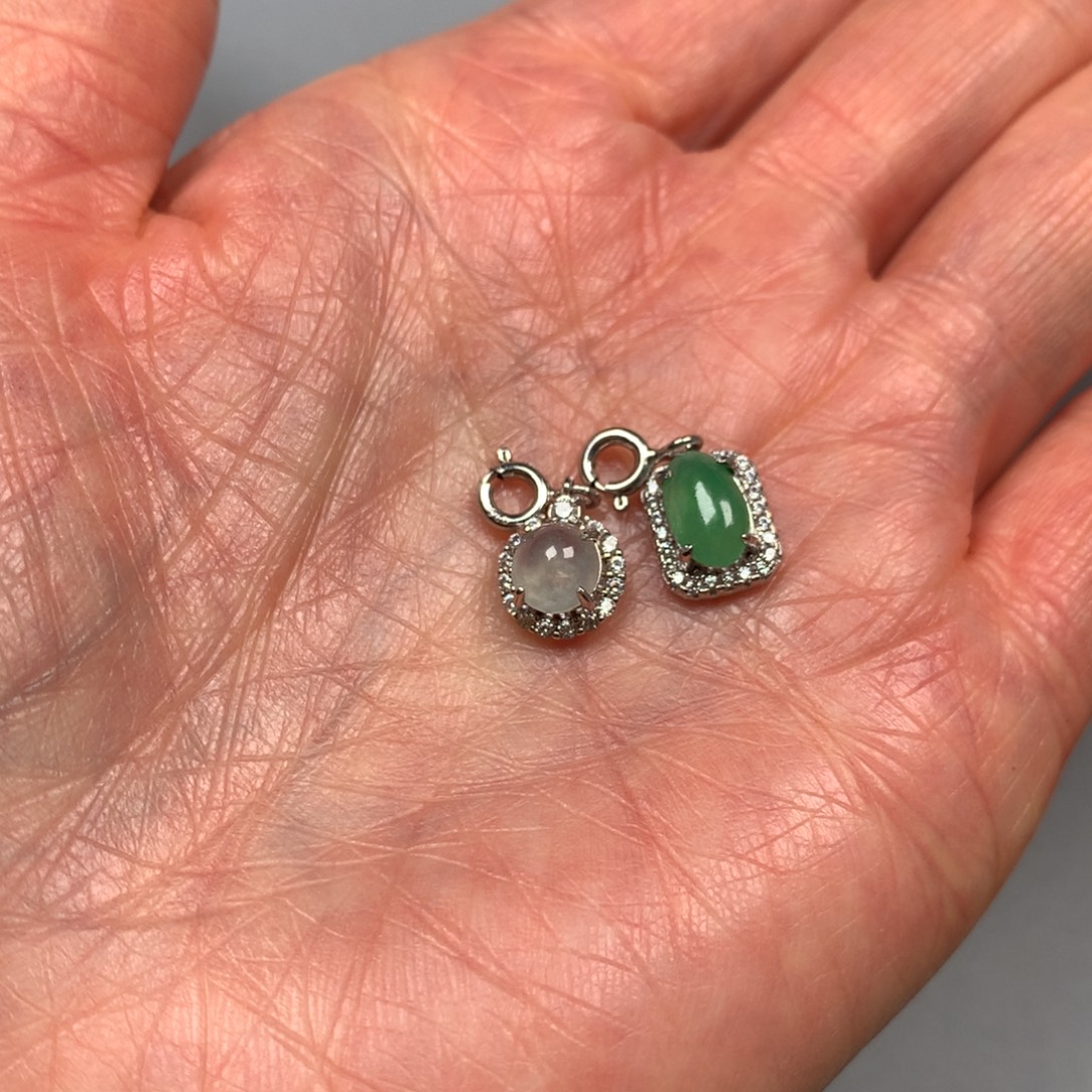 翡翠银S925镶嵌颈饰蛋