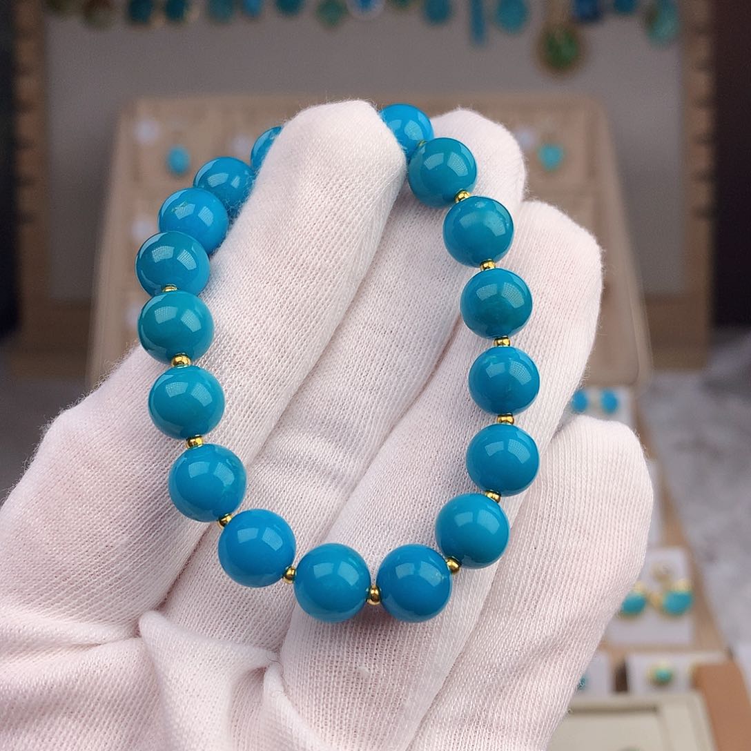 绿松石耳饰18K金镶嵌