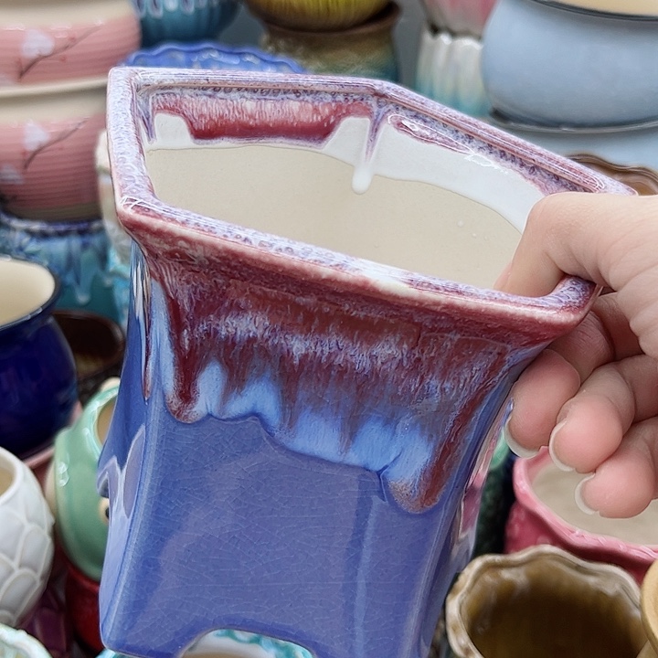 多肉绿植陶瓷花盆9.9包邮，有孔