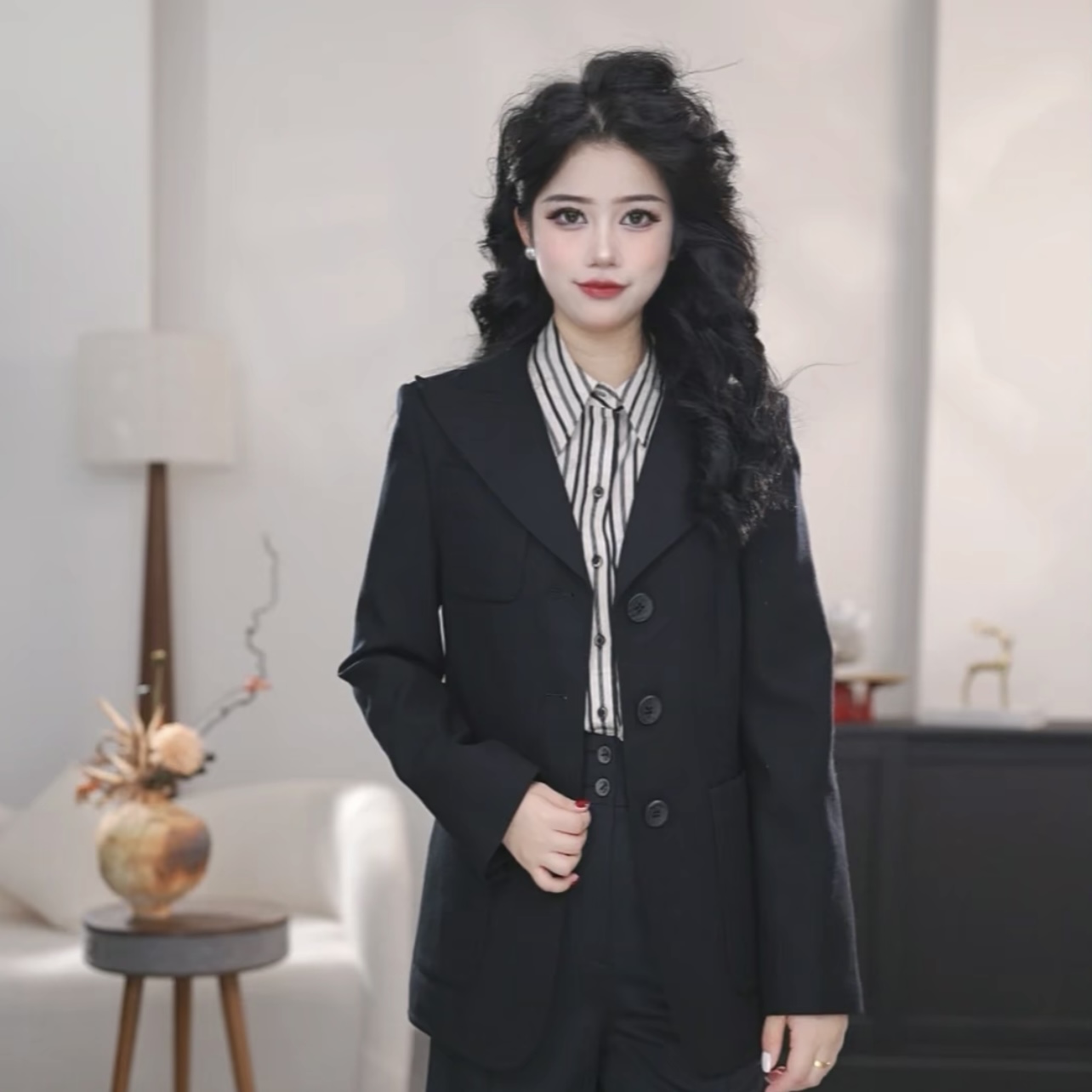 AMASS阿玛施新款秋季时尚气质轻奢毛呢绵羊毛西装外套女540080