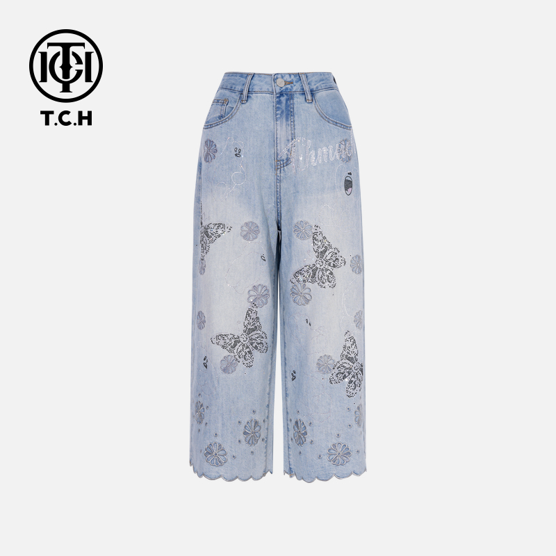 TCH英国潮牌时尚牛仔裤女2025夏季新款显瘦简约风裤子T75B20E1021