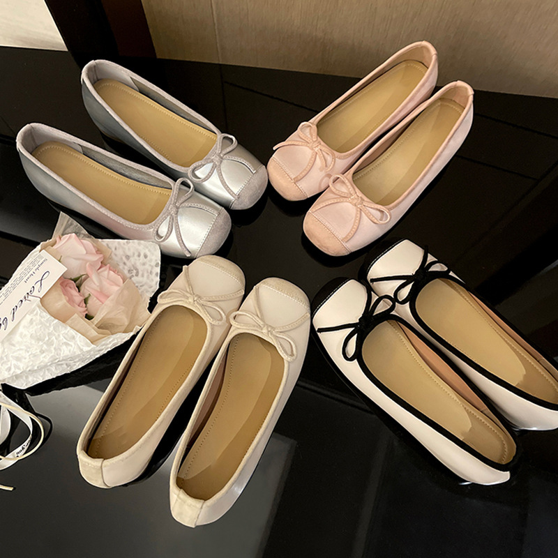 单鞋鞋子法式新款奶奶蝴蝶结芭蕾舞鞋2025软皮小个子女春季一脚蹬