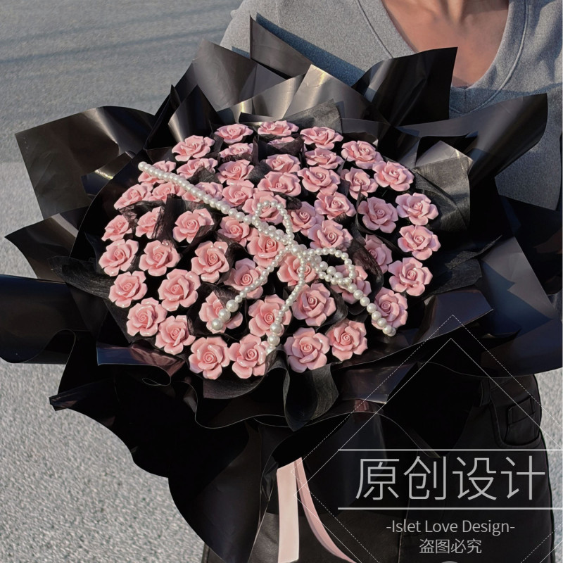 【52支陶瓷花束成品】景德镇浪漫七夕芭蕾风花束送女友闺蜜生日礼物